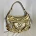 Michael Kors Bags | Michael Kors | Fulton Large Gold-Painted-Leather Hobo Shoulder Bag + Crossbody | Color: Gold | Size: Os