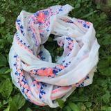 American Eagle Outfitters Accessories | American Eagle | Embroidered Aztec Cream Infinity Scarf Nwt | Color: Blue/Pink | Size: Os