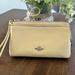 Coach Bags | Coach Double Zip Wallet - Vanilla Pebble Leather - C5610 - Phone Wristlet | Color: Yellow | Size: Os