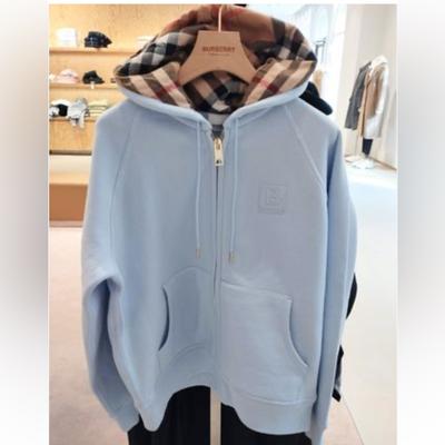 Burberry Tops | Burberry New Pale Blue Logo Hoodie On Full Zip Size Large | Color: Blue | Size: L