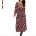 Free People Dresses | Free People Women's Sweet Escape Maxi Dress Black Floral Boho Size Large | Color: Black/Pink | Size: L