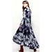 Free People Dresses | Free People Long Sleeve Maxi Dress Black Floral Womens Small Back Buttons New | Color: Black/Blue | Size: S