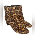 Nine West Shoes | Nine West Womens Leopard Print Ankle Boots Bootie Block Heel Size 7m Gold Zipper | Color: Brown/Tan | Size: 7