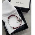Gucci Jewelry | Gucci Sterling Silver Leather Horsebit Bracelet Red | Color: Red/Silver | Size: Os