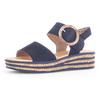 Keilsandalette GABOR, Damen, Gr. 40, blau (dunkelblau), Nubukleder, modisch, Schuhe, Sommerschuh, Sandale, Keilabsatz, mit großer Zierschnalle