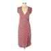 Old Navy Casual Dress - Wrap Plunge Short sleeves: Pink Print Dresses - Women's Size Medium