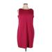 Lands' End Cocktail Dress - Shift High Neck Sleeveless: Burgundy Print Dresses - Women's Size 16 Petite