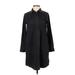 Madewell Casual Dress - Shirtdress High Neck Long sleeves: Black Solid Dresses - Women's Size X-Small