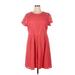 Apt. 9 Casual Dress - Mini High Neck Short sleeves: Red Solid Dresses - Women's Size 1X