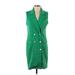 Sharagano Casual Dress - Sheath Collared Sleeveless: Green Dresses - Women's Size 4