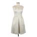 Lauren by Ralph Lauren Casual Dress - A-Line: Silver Brocade Dresses - Women's Size 6