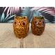 Novelty owl shaped salt and pepper set - vintage ceramic cruet set in brown glazed ceramic
