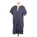 Vince. Casual Dress - Shift V Neck Short sleeves: Blue Solid Dresses - Women's Size Medium