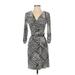 Tahari by ASL Cocktail Dress - Wrap: Gray Houndstooth Dresses - Women's Size 2 Petite