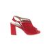 Tahari Heels: Slingback Chunky Heel Casual Red Shoes - Women's Size 8 - Open Toe