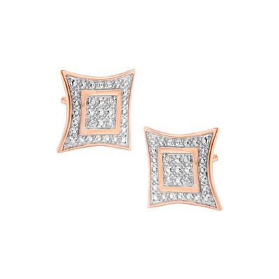 Women's Rose Gold Plated Sterling Silver Diamond Accented 4Stone Four Pointed Star Shaped Halostyle Stud Ear by Haus of Brilliance in Rose Gold