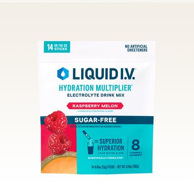 Liquid I.V. Sugar-Free Raspberry Melon 14-Pack Hydration Multiplier - Hydrating Keto-Friendly Electrolyte Powder Drink Packet with Zero Sugar