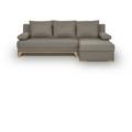 Teijo Canapé d'angle convertible - Tissu Taupe - l 197 x p 91/132 x h 82 cm