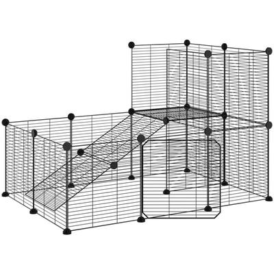 Jinlefu - Cage animaux de compagnie à 20 panneaux et porte Noir 35x35 cm vidaXL - n/a