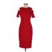 Calvin Klein Casual Dress - Sheath: Red Solid Dresses - Women's Size 2