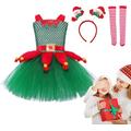 GeRRiT Adorable Elf Costume Set, Beautiful Christmas Elf Costume with Headband, Holiday Red and Green Children Dress, Santa's/334 (Size : 160cmXXL)