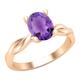 Dazzlingrock Collection 8x6mm Oval Amethyst Twisted Solitaire Engagement Ring for Women in 18K Solid Rose Gold, Size 6.5
