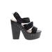 Aldo Heels: Black Print Shoes - Women's Size 8 1/2 - Open Toe