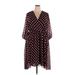 Lane Bryant Casual Dress - Wrap V-Neck 3/4 sleeves: Burgundy Polka Dots Dresses - Women's Size 20 Plus