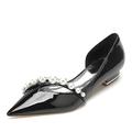 VACSAX Women's Flats Fashion Pointed Toe Pearl Decorate Low Heel Dress Wedding Flats Work Business Dance Ballet Flats,Black,7 UK