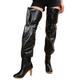 Women's Long Boots Fashion Round Toe Long Booties Ladies Lacing Thigh High Boots Women Leather Over The Knee Shoes,Black,43