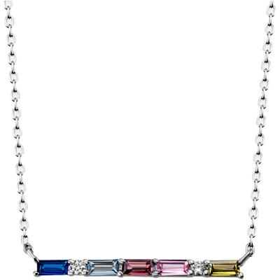 Kette mit Anhänger FIRETTI "Schmuck Geschenk Silber 925 Halsschmuck Halskette Collier Regenbogen", bunt (silberfarben, dunkelblau, hellblau, rot, rosa, gelb, kristallweiß), Halsketten, Damen, Silber 925 (Sterlingsilber), L: 45cm B: 1,2mm, mit... Image