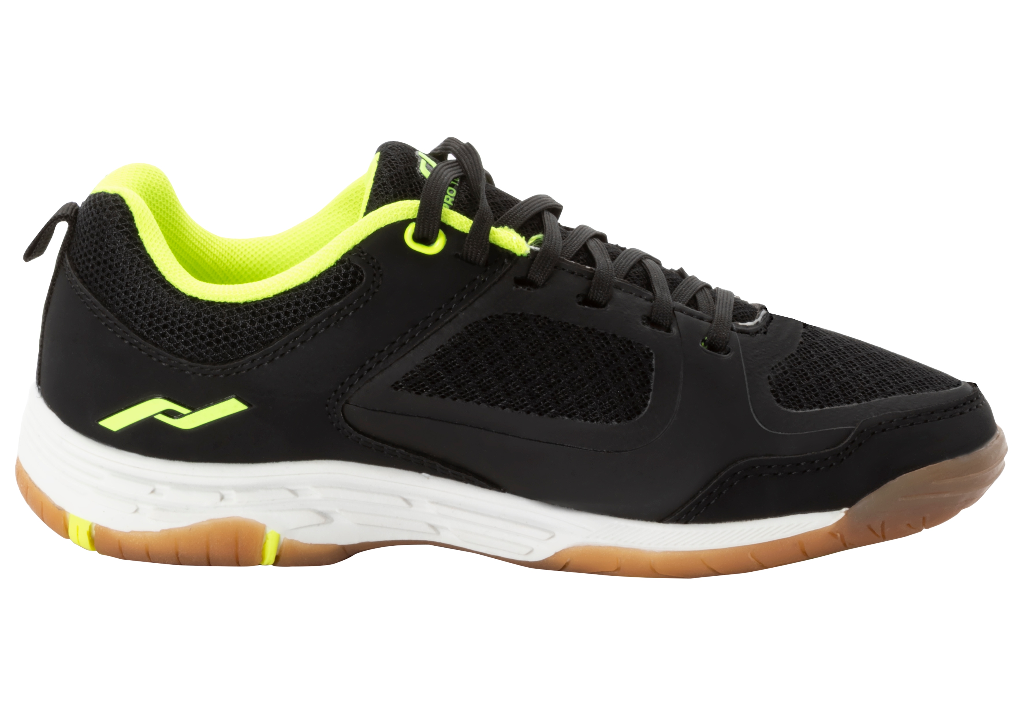 Indoorschuh PRO TOUCH "Rebel IV J", Gr. 35, schwarz (schwarz, gelb), Synthetik, Textil, mehrfarbig, Schuhe