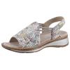 Riemchensandale ARA "HAWAII", Damen, Gr. 37, bunt (taupe multi), Veloursleder, feminin, Schuhe, Sommerschuh, Sandalette, Keilabsatz, mit Stretch-Bänder, G-Weite
