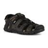 Sandale GEOX "UOMO SANDAL STRADA C", Herren, Gr. 41, braun (schwarz, braun), Lederimitat, Textil, klassisch, Schuhe, Sommerschuh, Klettschuh, Outdoorsandale, mit Lederfußbett