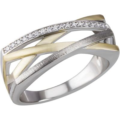 Fingerring FIRETTI "Schmuck Geschenk Silber 925 Silberring Ring Bicolor" Gr. 60, gold (silberfarben, gelbgoldfarben, kristallweiß, kristallweiß), Fingerringe, Damen, 60, Silber 925 (Sterlingsilber), 2,8mm, mit Zirkonia (synth.) Image