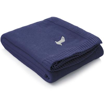 Wolldecke MÖVE "Cozy Strickdecke", blau (navy), B:130cm L:170cm, Wohndecken, Herrlich weich und hautsympathisch Image
