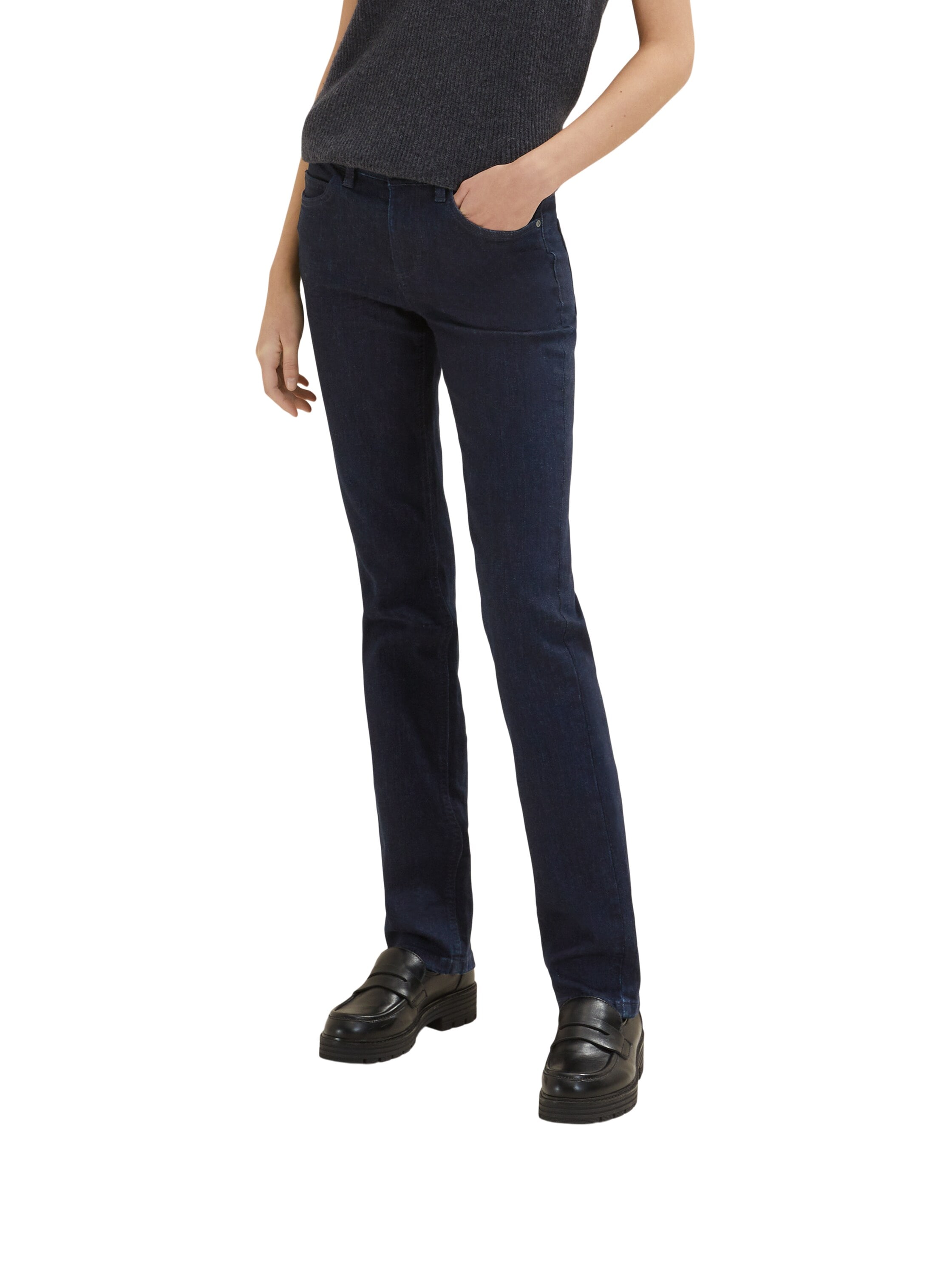 Straight-Jeans TOM TAILOR "Alexa Straight", Damen, Gr. 31, Länge 34, blau (clean rinsed blau denim), Denim/Jeans, Obermaterial: 98% Baumwolle, 2% Elasthan. Futter: 65% Baumwolle, 35% Polyester, gerade lang, Jeans Straight-Jeans, in 5-Pocket-Form