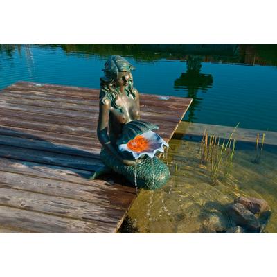 Teichfigur UBBINK "Wasserspiel Meerjungfrau", braun (braun, grün), B:34cm H:78cm T:46cm, Polyresin, Teichdeko