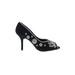 Caparros Heels: Slip-on Stilleto Feminine Black Print Shoes - Women's Size 7 1/2 - Round Toe