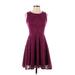 Xhilaration Cocktail Dress - A-Line: Burgundy Brocade Dresses - Women's Size Small