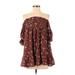 Blue Rain Casual Dress: Brown Stars Dresses - Women's Size X-Small