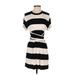 Alice + Olivia Casual Dress - Mini High Neck Short sleeves: Ivory Stripes Dresses - Women's Size Small