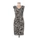 Adrianna Papell Cocktail Dress - Sheath: Black Paisley Dresses - Women's Size 10