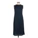 Helmut Lang Casual Dress - A-Line High Neck Sleeveless: Blue Print Dresses - Women's Size 40