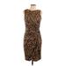 Catherine Malandrino Casual Dress - Sheath High Neck Sleeveless: Brown Leopard Print Dresses - Women's Size Medium