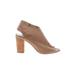 Steve Madden Heels: Slingback Stacked Heel Bohemian Tan Print Shoes - Women's Size 7 - Peep Toe