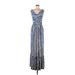 Plenty By Tracy Reese Casual Dress Plunge Sleeveless: Blue Chevron/Herringbone Dresses - Women's Size Medium