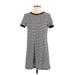 Divided by H&M Casual Dress - Mini Crew Neck Short sleeves: Black Stripes Dresses - Women's Size Small