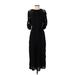 Topshop Cocktail Dress - Midi Crew Neck 3/4 sleeves: Black Solid Dresses - Women's Size 4