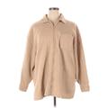 New York & Company Fleece Jacket: Mid-Length Tan Print Jackets & Outerwear - Women's Size X-Large